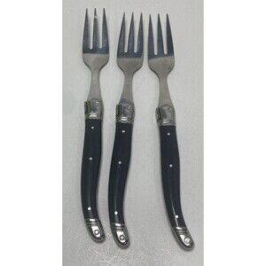 3 Laguiole Dinner Fork 3 Prong Rare Shape Black Stainless   Bee 9” Flatware
